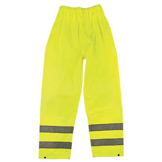 Image of Hi-Vis Waterproof Trousers Elasticated Waist Yellow Medium 25 1/2-44" W 30" L 