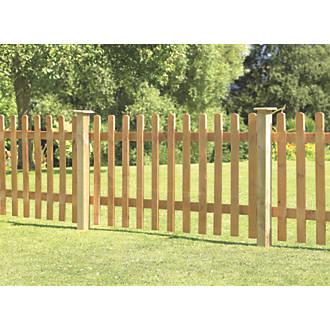 Image of Forest Pale Picket Fence Panels Golden Brown 6' x 3' Pack of 8 