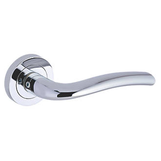 Image of Smith & Locke Corfe Fire Rated Lever on Rose Door Handles Pair Polished Chrome 