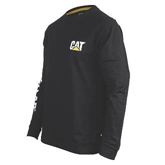 Image of CAT Trademark Banner Long Sleeve T-Shirt Black Large 42-44" Chest 