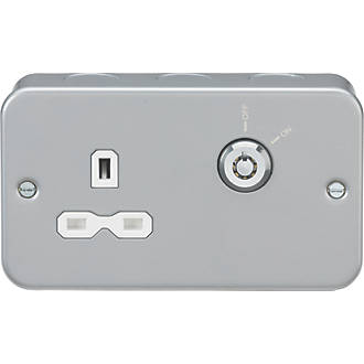 Image of Knightsbridge 13A 1-Gang DP Switched Metal Clad Lockable Socket with White Inserts 