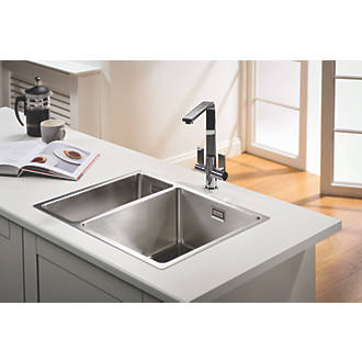 Image of Abode Matrix 1.5 Bowl Stainless Steel Undermount & Inset Kitchen Sink RH 580mm x 440mm 
