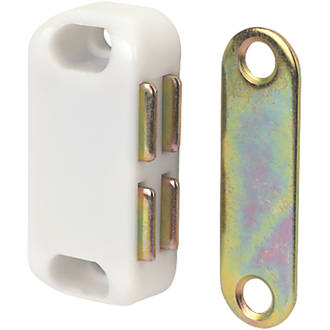Image of Magnetic Cabinet Catches White 42mm x 20mm 10 Pack 