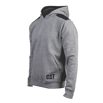 Image of CAT Logo Panel Hooded Sweatshirt Dark Heather Grey X Large 46-49" Chest 