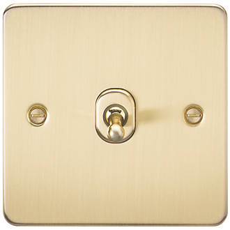 Image of Knightsbridge 10AX 1-Gang Intermediate Switch Brushed Brass with Colour-Matched Inserts 
