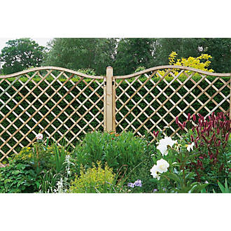 Image of Forest Hamburg Lattice Curved Top Garden Screens 6' x 6' 3 Pack 