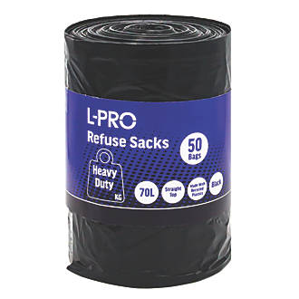 Image of L-PRO Black Bin Liners 70Ltr 50 Pack 