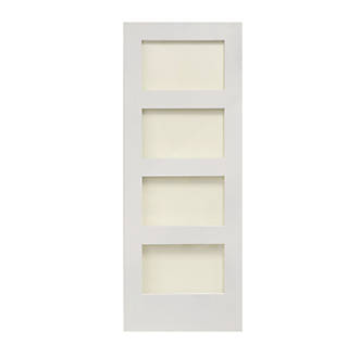 Image of 4-Clear Light Primed White Wooden Ladder Internal Door 1981mm x 838mm 