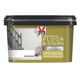 Image of V33 Satin White Acrylic Renovation Floor & Stairs Paint 2Ltr 