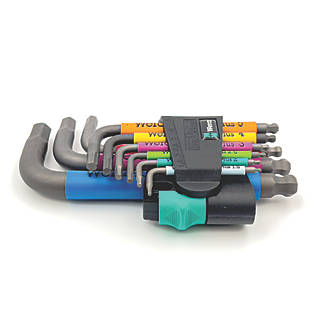 Image of Wera 950/9 SPKS BlackLaser Metric Hex Plus & Ball End Multicolour 2 L-Key set 9 Pieces 