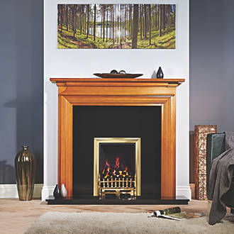 Image of Focal Point Blenheim Brass Rotary Control Inset Gas Full Depth Fire 480mm x 180mm x 585mm 