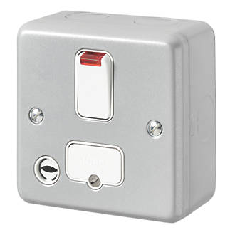 Image of MK Metal-Clad Plus 13A Switched Metal Clad Fused Spur & Flex Outlet with Neon with White Inserts 