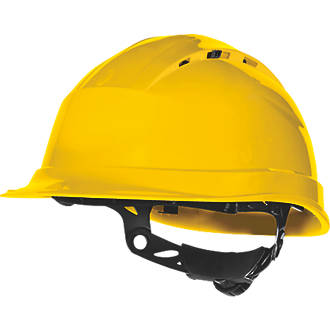 Image of Delta Plus Quartz Up IV Vented Rotor Wheel Ratchet Safety Helmet Yellow 