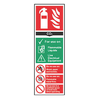 Image of Non Photoluminescent "Fire Extinguisher CO2" Sign 100mm x 300mm 