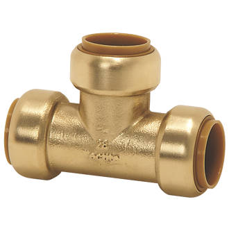Image of Tectite Classic Brass Push-Fit Equal Tee 15mm 