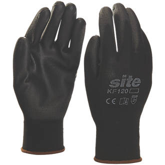 Image of Site 120 PU Palm Dip Gloves Black Medium 