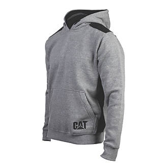Image of CAT Logo Panel Hooded Sweatshirt Dark Heather Grey Medium 38-41" Chest 