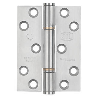 Image of Smith & Locke Satin Stainless Steel Grade 13 Fire Rated Thrust Hinges 102mm x 76mm 2 Pack 