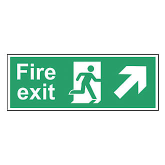 Image of Non Photoluminescent "Fire Exit Man Up Right Arrow" Sign 150mm x 400mm 