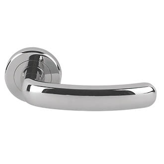 Image of Serozzetta Shape Fire Rated Lever on Rose Door Handles Pair Polished Chrome 