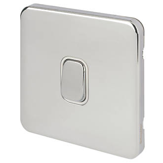 Image of Schneider Electric Lisse Deco 10A 1-Gang 2-Way Retractive Switch Polished Chrome with White Inserts 