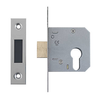 Image of Smith & Locke Fire Rated Nickel-Plated Euro Profile Deadlock 64mm Case - 44mm Backset 