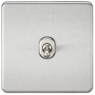 Image of Knightsbridge 10AX 1-Gang Intermediate Switch Brushed Chrome with Colour-Matched Inserts 