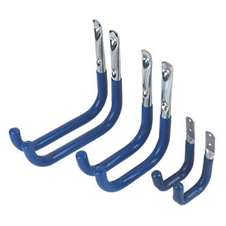 Image of Smith & Locke Medium Duty Storage Hooks Zinc-Plated / Blue Sleeves 6 Pcs 