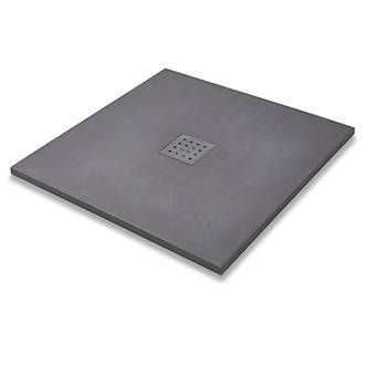 Image of The Shower Tray Company Square Shower Tray Grey Slate-Effect 800 x 800 x 27mm 