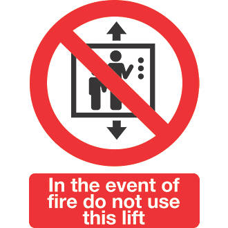 Image of Non Photoluminescent "In The Event Of Fire Do Not Use This Lift" Sign Pack of 50 210mm x 148mm 50 Pack 
