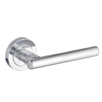 Image of Smith & Locke Asker Fire Rated Lever on Rose Door Handles Pair Satin Chrome 