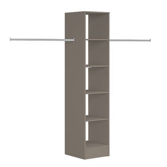 Image of Spacepro 5-Shelf Tower Unit with Hanger Bar Stone Grey 450mm x 2100mm 