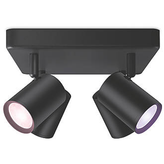 Image of WiZ Imageo RGB & White LED Wifi-Connected Square Plate 4 Adjustable Spotlights Black 20W 345lm 
