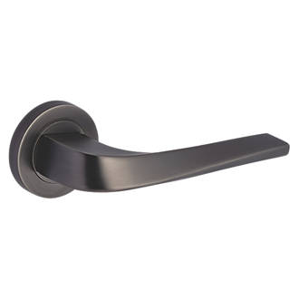 Image of Smith & Locke Formby Fire Rated Lever on Rose Door Handles Pair Pearl Grey 