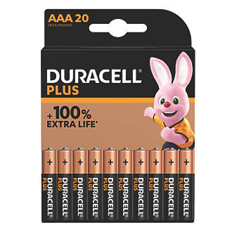 Image of Duracell Plus AAA Alkaline Batteries 20 Pack 