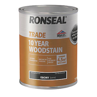 Image of Ronseal Trade 10-Year Woodstain Satin Ebony 750ml 