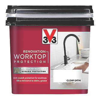 Image of V33 Renovation Worktop Protection Paint Satin Clear 500ml 