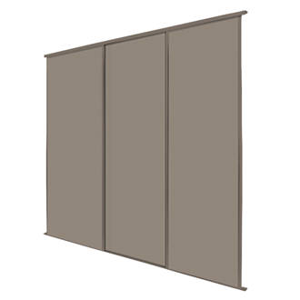Image of Spacepro Classic 3-Door Sliding Wardrobe Door Kit Stone Grey Frame Stone Grey Panel 2672mm x 2260mm 