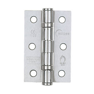Image of Eclipse Satin Chrome Grade 7 Fire Rated Ball Bearing Hinges 76mm x 51mm 2 Pack 