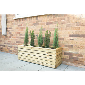 Image of Forest Rectangular Long Linear Planter Natural Wood 1200mm x 400mm x 440mm 