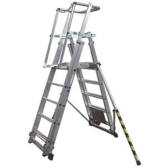 Image of Boss Teleguard Plus 7 to 9 Rung Aluminium & Steel Telescopic Platform Ladder 3.38m 