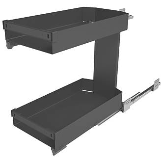 Image of Hafele Anthracite Pull-Out Kitchen Shelf with 2 Baskets 300mm 