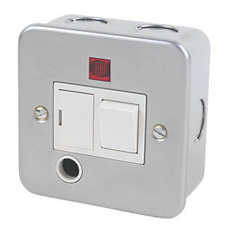 Image of 13A Switched Metal Clad Fused Spur & Flex Outlet with Neon with White Inserts 