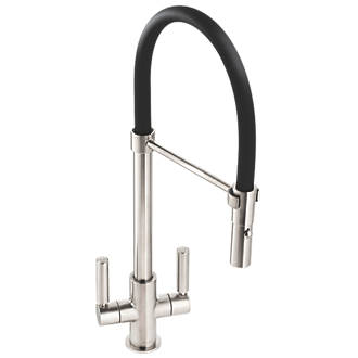 Image of Abode Globe Professional AT2161 Pull-Out Spray Mono Mixer Kitchen Tap Brushed Nickel 