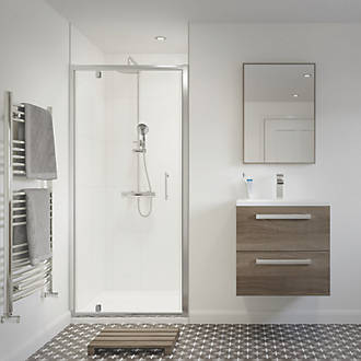 Image of Essentials Framed Rectangular Pivot Shower Door Polished Silver 900mm x 1850mm 