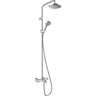 Image of Hansgrohe Vernis Blend Showerpipe 200 Shower System with Bath Thermostatic Mixer Modern Design Chrome 