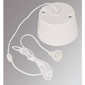 Image of Crabtree Capital 6A 2-Way Pull Cord Switch White 