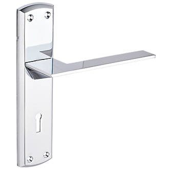 Image of Smith & Locke Marloes Fire Rated Lever Lock Door Handle Pair Polished Chrome 