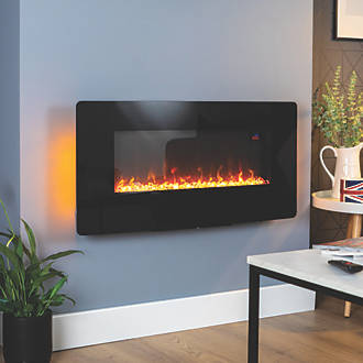 Image of Focal Point Pasadena Black Remote Control Wall-Mounted Electric Fire 914mm x 440mm 