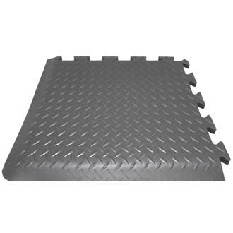 Image of COBA Europe Deckplate Connect Anti-Fatigue Floor Corner Mat Black 0.5m x 0.5m x 14mm 